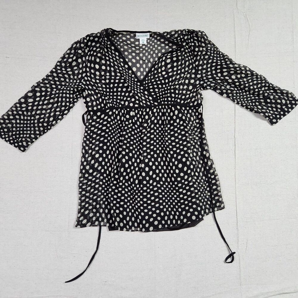 Motherhood Maternity Blouse Womens Medium Black Sheer V-Neck Camisole Top